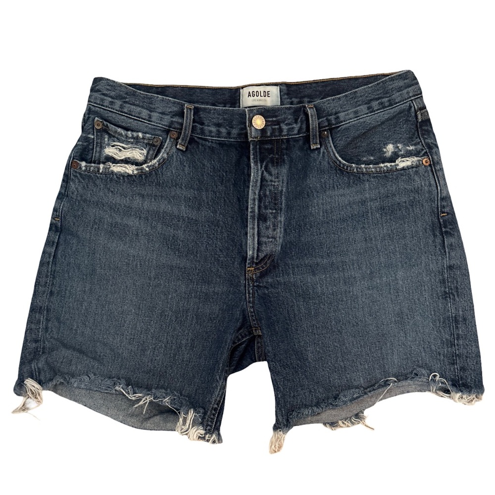 AGOLDE Rumi Denim Shorts Size 30 High Rise Distressed Cutoff Premium Jean Shorts